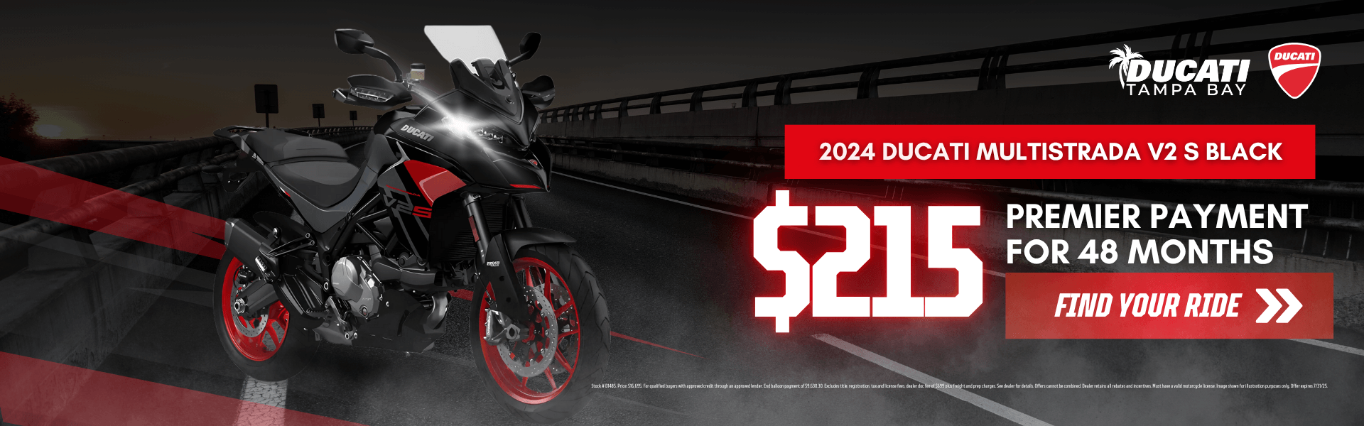 2024 Ducati Multistrada V2 S Black with red wheels on dark road